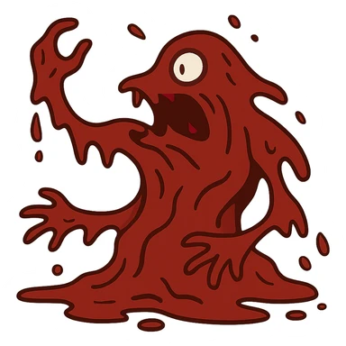 flat toon style shapeshifting bloody monster made of blood sticker