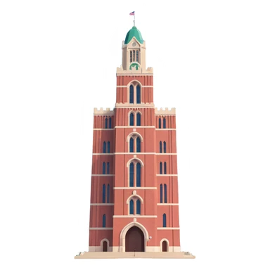 realistic emoji of Beaumont Tower at Michigan State University, straight-on view, full tower visible, accurate colors, no yellow hue sticker