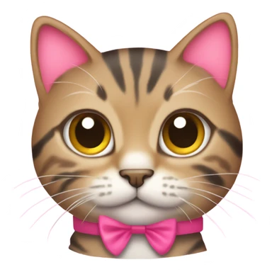 Tabby cat full body pink bow collar sticker