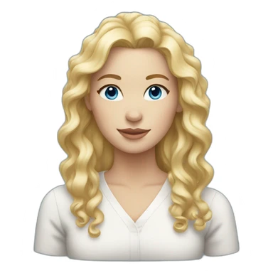 blond women , neck curly hair,white skin , blue eyes sticker