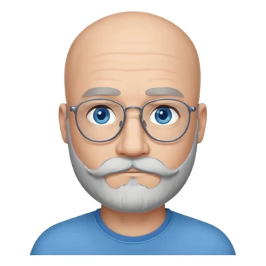 Bald man with blue eyes grey beard and moustache. Hipster.  sticker