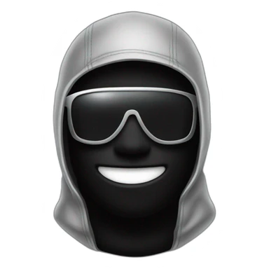 a man with a black balaclava in wooll, black sunglasses and silver grillz on teeth sticker