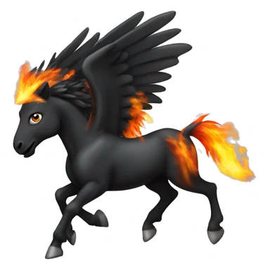 Black Pegasus with Fire mane running sticker
