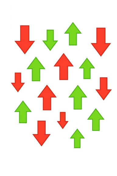 FRECCE ROSSE CHE SCENDONO E FRECCE VERDI CHE SALGONO, FLUTTUANO IN ARIA sticker