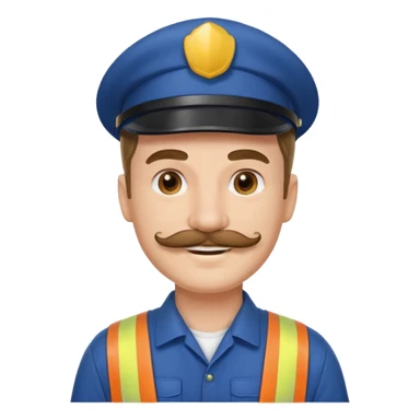 white men with mustache wear worker's uniform sticker