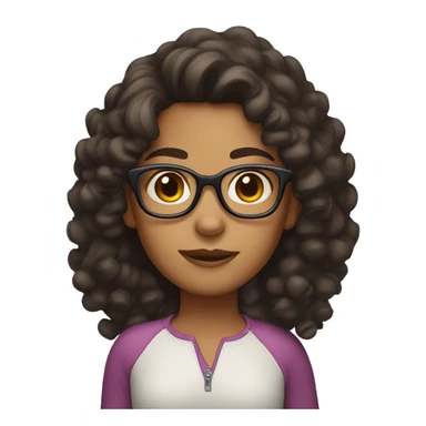 Girl with dark brown curly hair tan skin and glasses  sticker