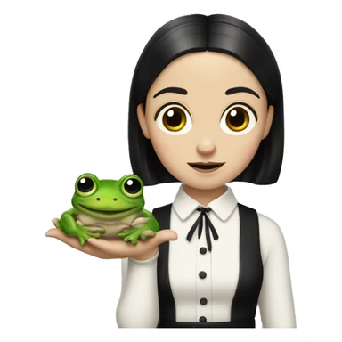 WEDNESDAY ADAMS HOLDING A FROG sticker