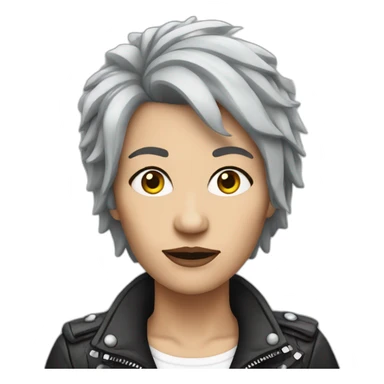 Grayhaired woman in punk rock style sticker