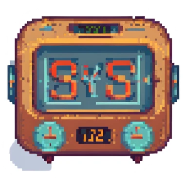 retro digital clock in pixel art style sticker