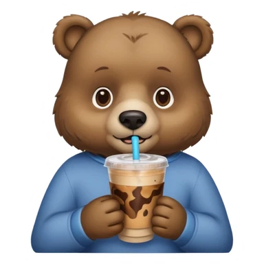 Bear drinking iced coffe sticker