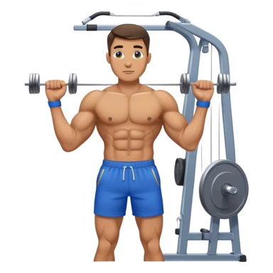 standing fit man with blue shorts cable-machine-exercise sticker