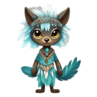 cute cool edgy ethereal l epic tribal fantasy animal fursona Fionbri creature by griffsnuff & LiLaiRa & Falvie with exotic colors with intricate patterns and feathers and headdress and necklace full body sticker