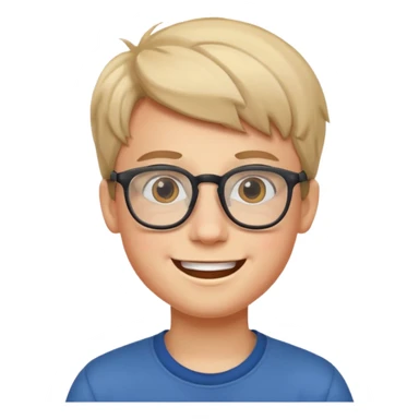 smiling boy with glasses sticker