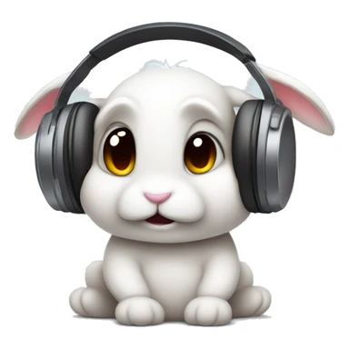 Sad Bunny Rabit wearing headphones sticker