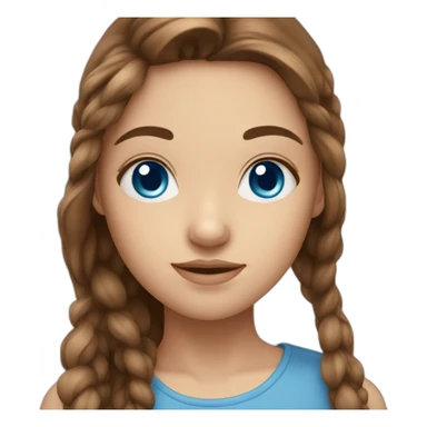 Girl who as blue eyes and long brown hair sticker