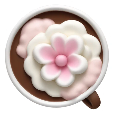 Hot chocolate with pale pink flower and whipped cream sticker