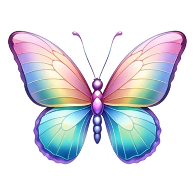 Sparkly Pastel rainbow-gradient iridescent crystal butterfly sticker