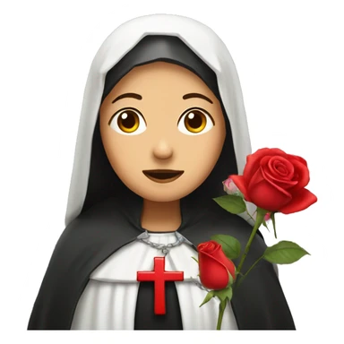 An emoji of Saint Rita with a rose  sticker