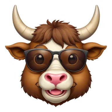 friendly anthropomorphised bull head wearing sunglasses sticker