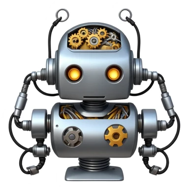 create a funny scene where a robot is exploded when coocking food sticker