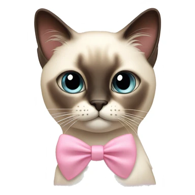 Long hair Siamese cat with pastel pink bow sticker