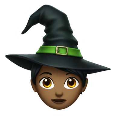 Green girl witch with black hair and pointy hat sticker