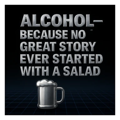 Simplify the vaporwave card: use a minimal neon grid background, one drink icon, and bold chrome text for the quote. Remove extra graphics and keep the color palette clean and limited. sticker