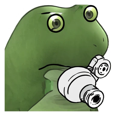 frog wearing a gas mask like a stalker sticker