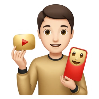 a happy holding youtube golden play button sticker