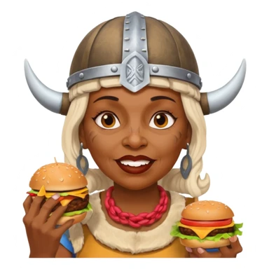 old black woman viking eating burger sticker