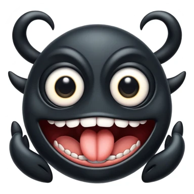 black creature with big mouth big eye face and blinding arms sticker