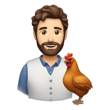Brunette beardy man with chicken sticker