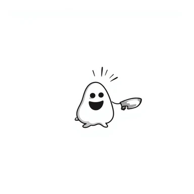 potato ghost holding a knife sticker