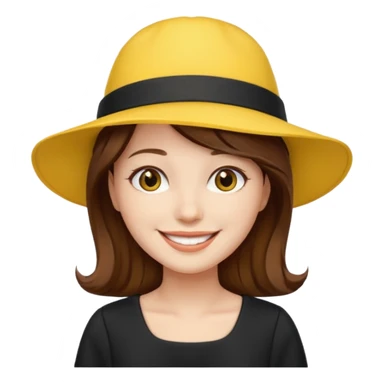 brown hair black dress yellow hat sticker