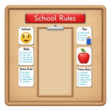 school rules on the noticeboard  sticker
