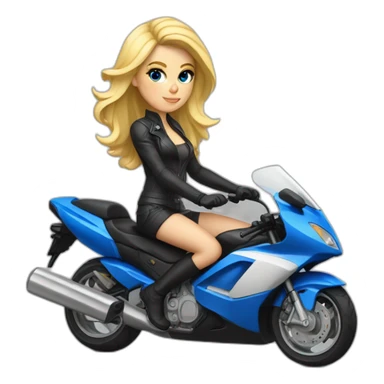 Femme blonde aux yeux bleus sur une moto sticker