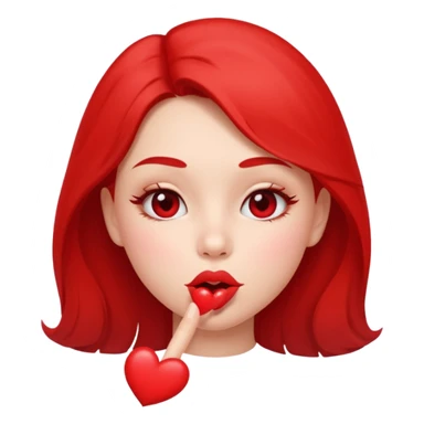 Emoji, girl's face blowing a kiss, puckered lips, small heart sticker
