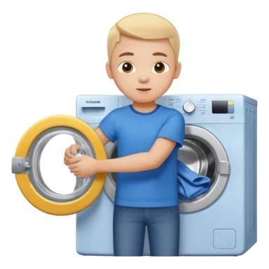 child putting clothes in a washing machine sticker