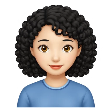 Asian girl with black curly hair sticker