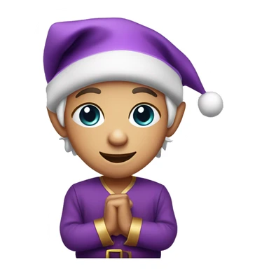 Cute Christmas elf in a purple clothes sticker