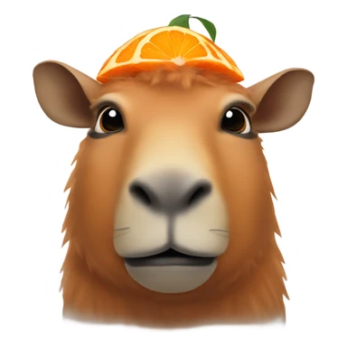 Cabybara with an orange on its head sticker