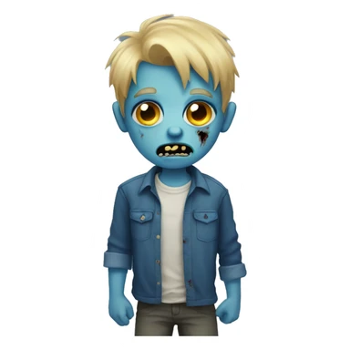 boy zombie with blonde hair, blue skin and shirt sticker