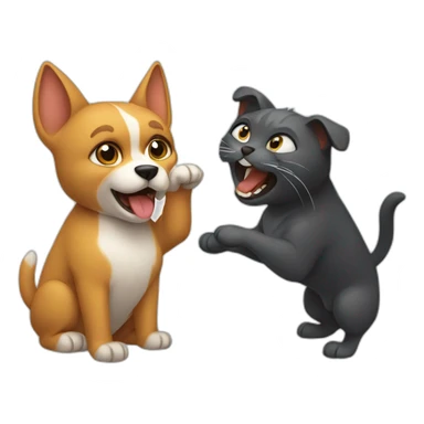 dog and cat are fighting sticker