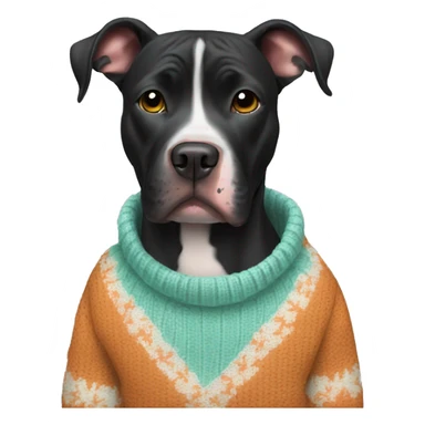 black pitbull in sweater sticker