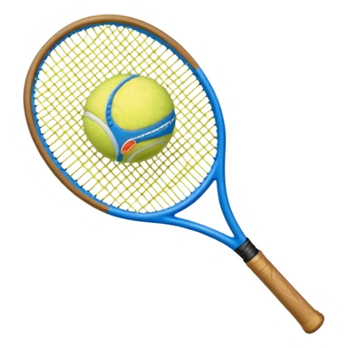 A blue tennis racket with a tennis ball next to it sticker