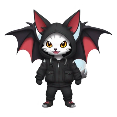 Dark Anthro Cool Kawaii Bat-Winged Litten-Absol-Zangoose-Pokémon Punk Techwear Hoodie Cargo Collar sticker