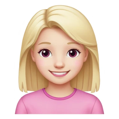 "- Nữ - 15 tuổi - Da trắng - Tóc vàng xõa, tết 1,2 lọn nhỏ - Mặt xinh, áo hồng, cười" sticker