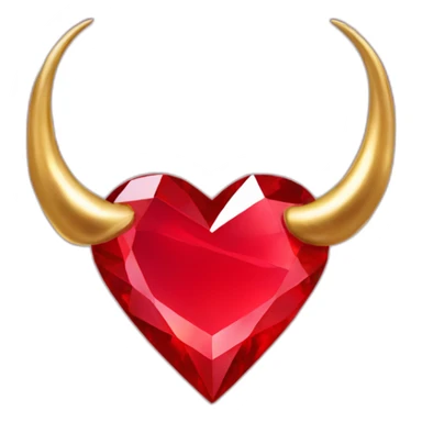 Red heart diamond with gold horns sticker