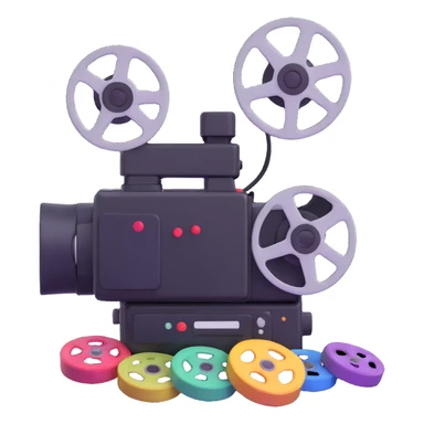 video camera with film reels sticker