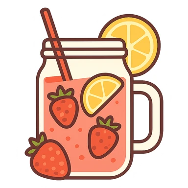 flat toon strawberry lemonade sticker